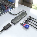 Aisens Usb-C Dock 7 En 1, Usb-C A 1xhdmi, 3xusb-A, 1xusb-C Pd 100w, 1xsd, 1xmicro Sd, Gris, 15cm