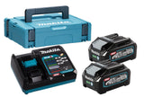 Makita Power Source Kit Li 40v 4ah, Cargador Negro/Azul, 2x Batería Bl4025, 1x Cargador Rápido Dc40ra, Makpac Tamaño 1