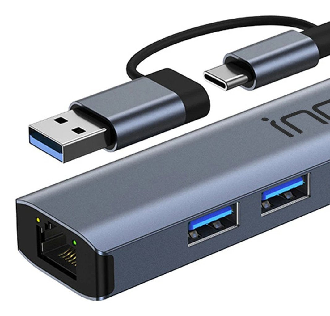 Inca 5-Port Hub Iutp-5t Usb-C A->3xusb-A3.0 Rj45 5gbit S Gr