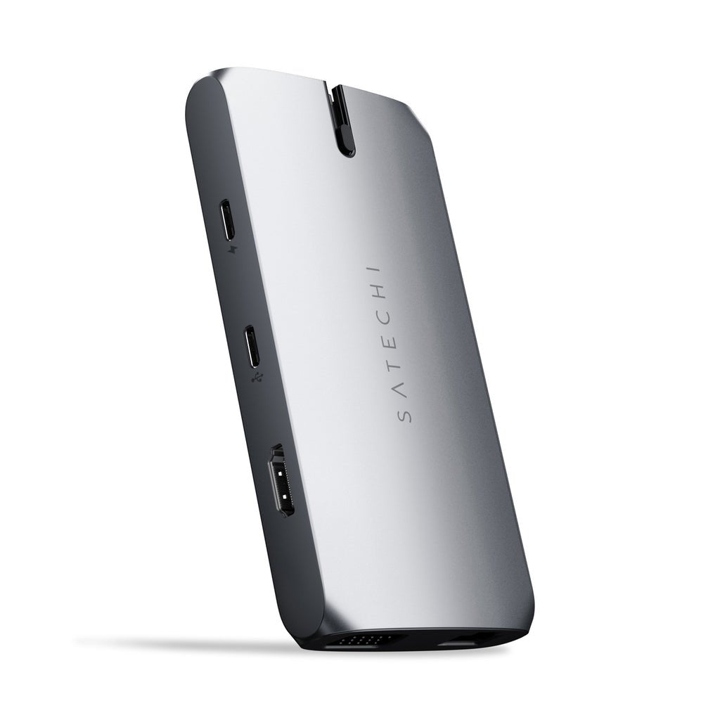 Satechi On-The-Go Multiport Usb-C (Usb-C Pd, 2x Usb-A, Hdmi 4k, Vga, Ethernet, Czytnik Kart Micro/Sd) (Gwiezdna Szarosc)