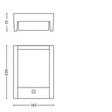 Aplique Exterior Philips Arbour 6w Sensor Movimiento 600lm 4000k Impermeable Ip44 Aluminio Antracita