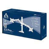 Arctic / Soporte Brazo Doble / Negro / Aemnt00050a Arctic Z2 Pro (Gen 3), 15 Kg, 86,4 Cm (34"), 75 X 75 Mm, 100 X 100 Mm, Ajustes De Altura, Negro