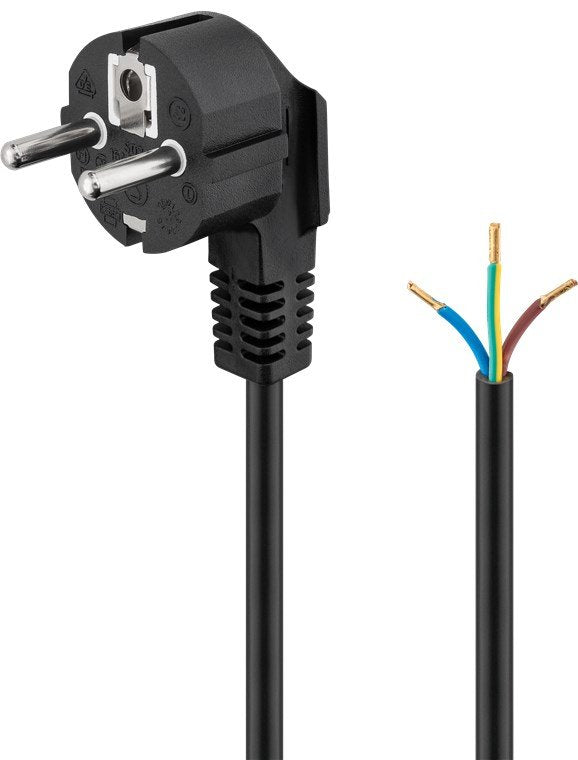 Cable Alimentacion Cee-7/7 90º Schuko A Ext. Pelado 1,50m Negro