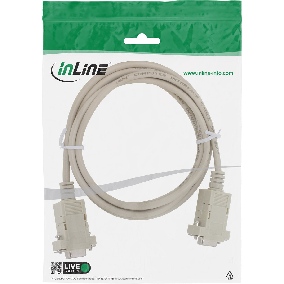 Cable Null Modem Inline Db9 Hembra A Hembra Ensamblado Gris 3m