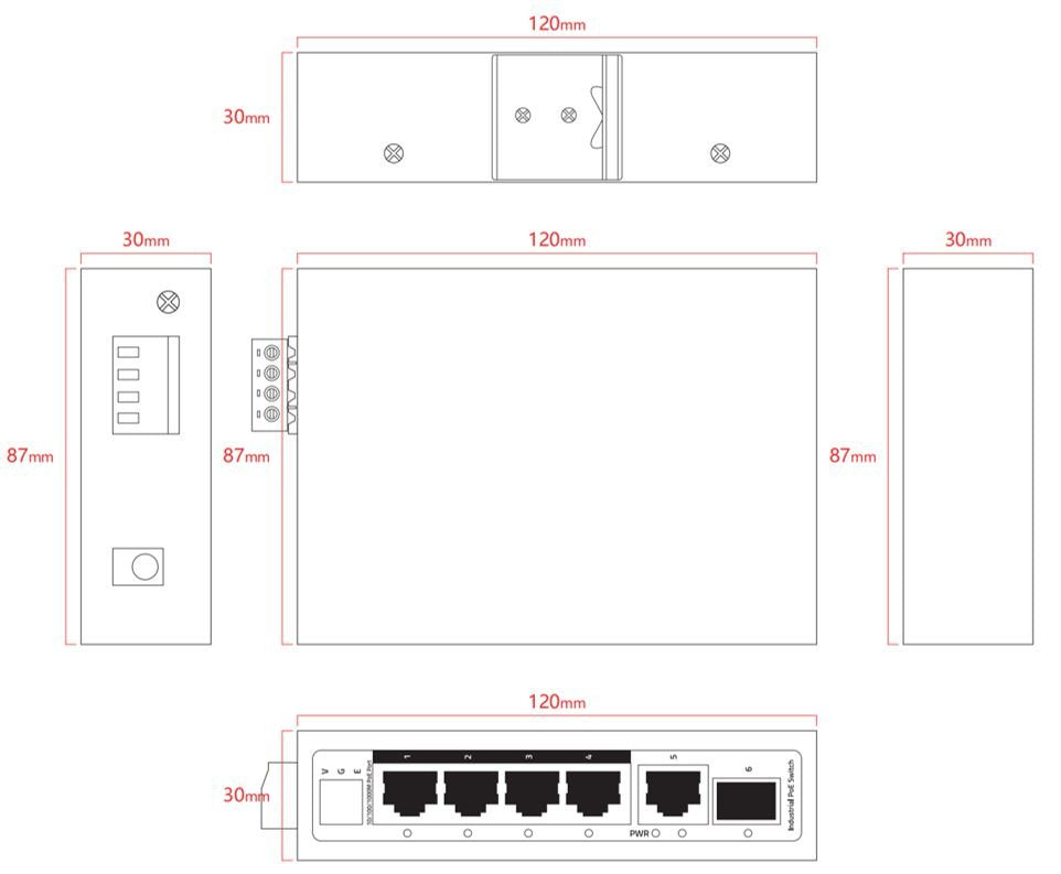 6-Port 1000mbps Intelligent  Industrial Poe Switch