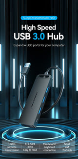 Hub Usb 3.0 Vention Chlbd 4xusb Microusb Pd 50cm