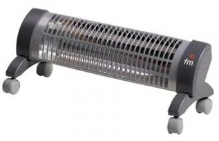 Estufa Eléctrica De Cuarzo Fm 2302-R 1200w 2 Niveles Potencia (600/1200w) 2* Barras Cuarzo Sistema Seguridad Anti-Vuelco Ruedas Pivotantes