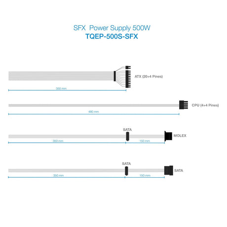 EAN 8433281007376 - TooQ Fonte Ecopower II unidad de fuente de alimentación 500 W 20+4 pin ATX SFX Plata imagen 10