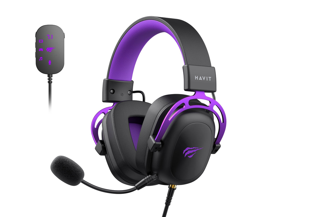EAN 6939119057213 - Havit H2002C+U auricular y casco Auriculares Alámbrico Diadema Juego Negro, Violeta imagen 1