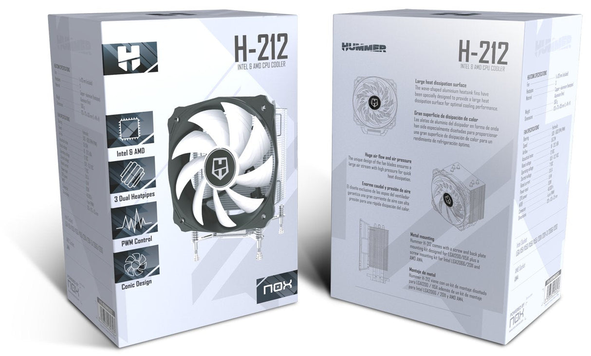 EAN 8436532164323 - NOX Hummer H-212 Procesador Enfriador 12 cm Aluminio, Negro, Blanco 1 pieza(s) imagen 6