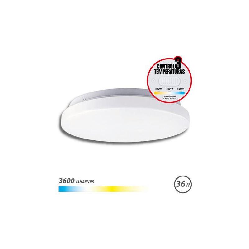 Elbat Aplique Led Techo Redondo 36w - 3600lm - Selector 3 Temperaturas - Blanco