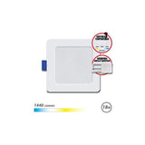 Elbat Downlight Cuadrado 18w - 1440lm - Selector 3 Temperaturas + Sobrepared - Blanco