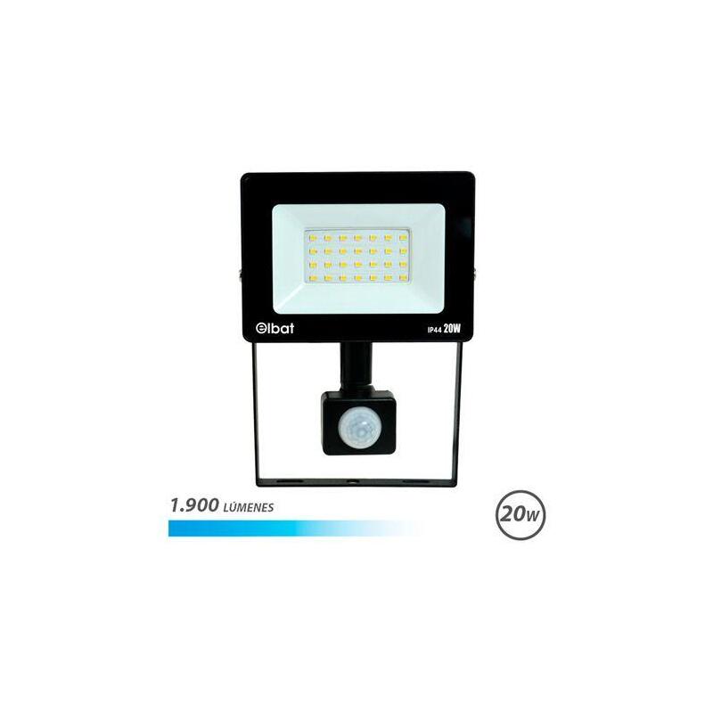 Elbat Foco Led Con Sensor De Movimiento  20w - Lumenes: 1900 - Luz Fria 6.500k  Angulo 120º  Distancia De Deteccion: 5 A 12 Metros