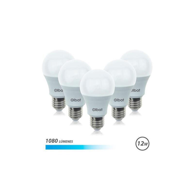 Elbat Pack 5 Unidades 12w - Lumenes 1080 - Tipo De Luz 6500k Luz Fria E27 - Angulo 220º - Dimensiones 60x120mm