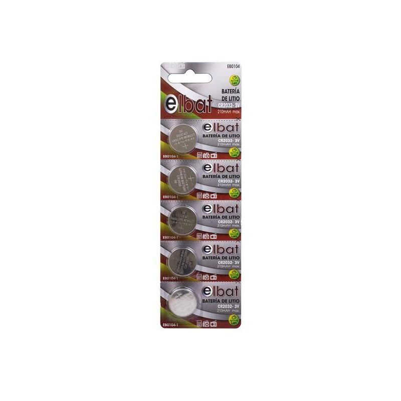 Elbat Pack De 5 Pilas Litio De Boton Cr2032 3v