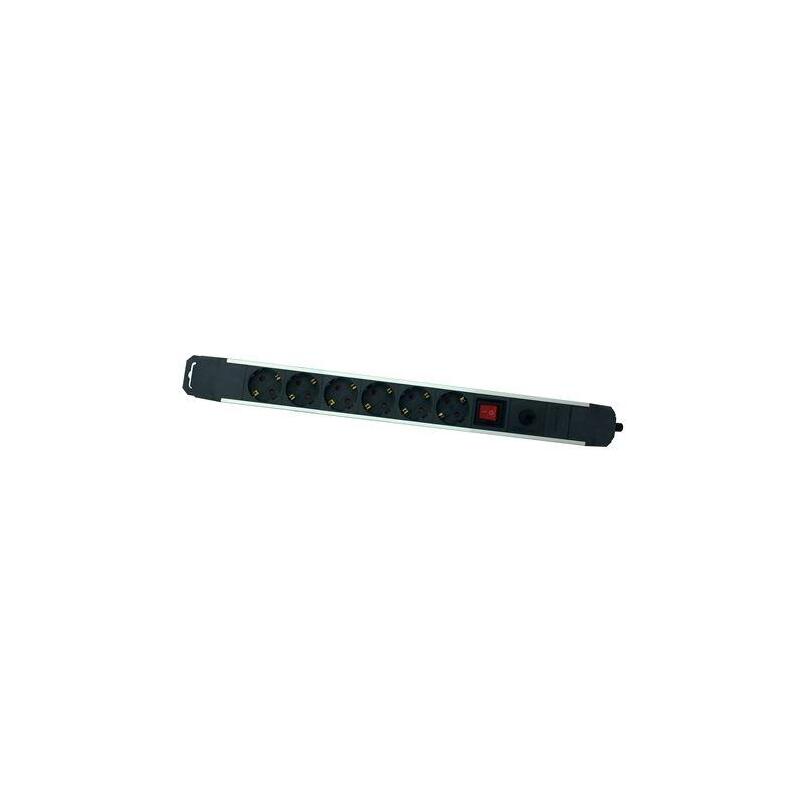 Elbat Regleta Alimentacion Aluminio - 6 Tomas Schuko - Interruptor On/Off - Proteccion De Sobrecarga - Cable De 1.50m