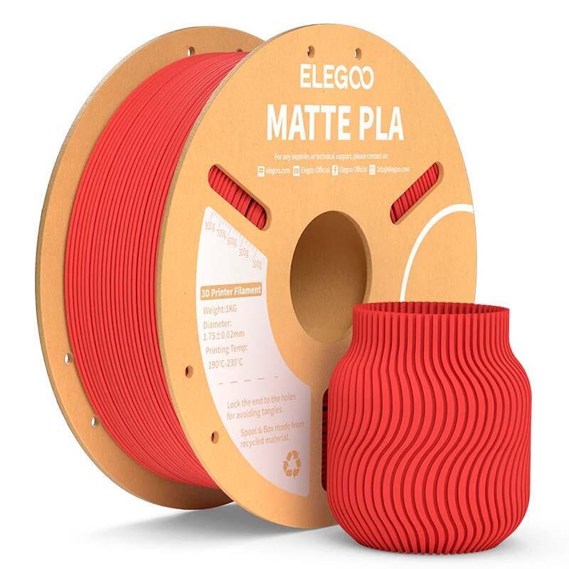 Elegoo Pla Matte Rojo Mate Para Impresoras 3d Fdm - Filamento 1.75mm Bobina De 1kg