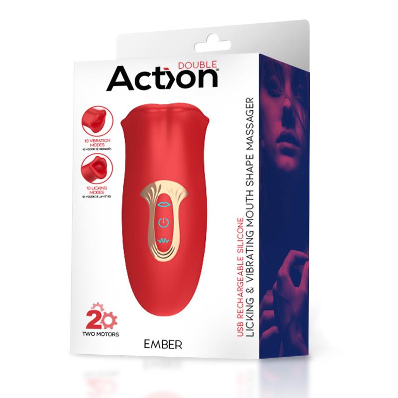 Ember Masajeador Forma Boca Con Lameteo Y Vibración Usb Silicona