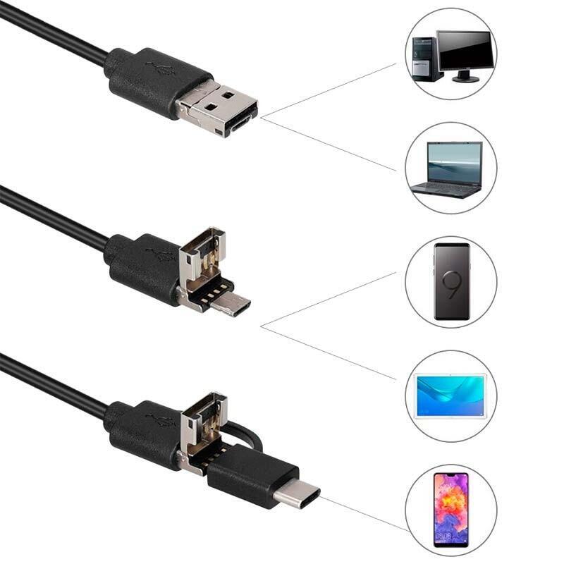 Endoscopio Digital Para Smartphone 3 En 1 - 7mm/1 Metro