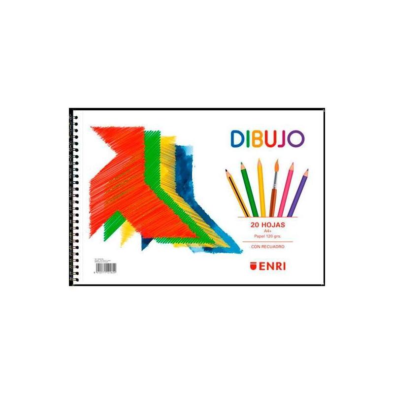 Enri Bloc De Dibujo Pajarita A4+ Espiral Microperforado 120gr Liso C/Recuadro Blanco