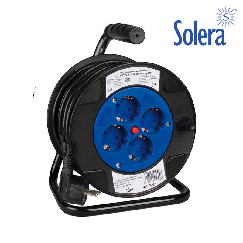 Enrollacable 15m 3x1,5mm Con 4 Tomas Bipolares Con T/Tl Solera 7423/2