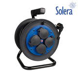 Enrollacable 25m 3x1,5mm Con 4 Tomas Bipolares Con T/Tl Con Tapas Ip54 Solera 7425/1t