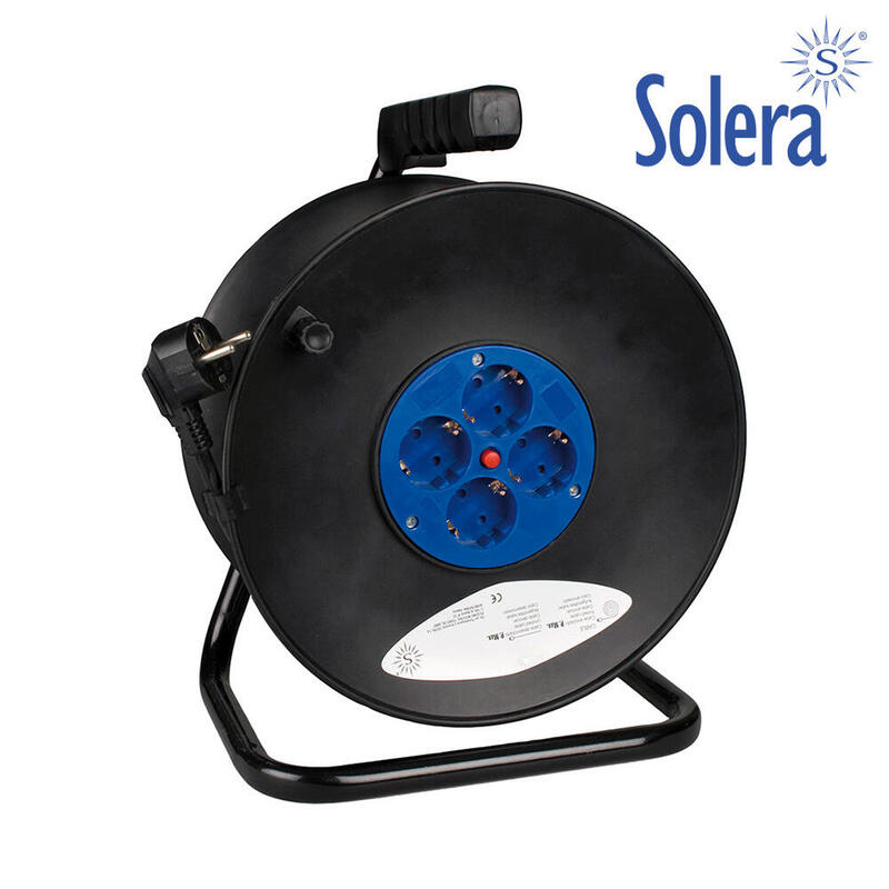 Enrollacable 50m 3x1,5mm Con 4 Tomas Bipolares Con T/Tl Solera 7427/2