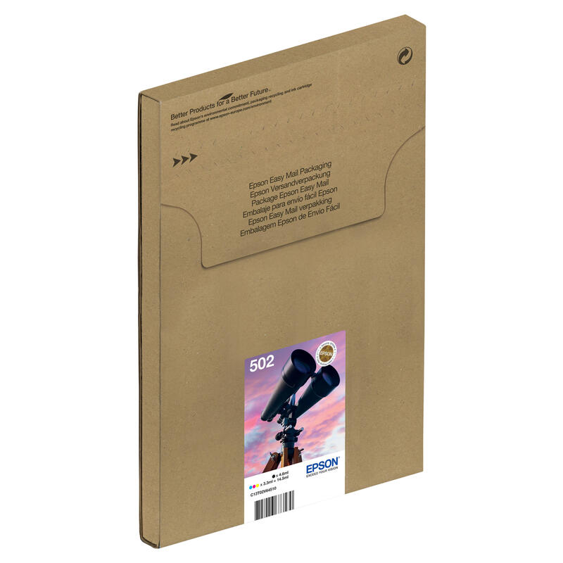 Epson 502 Multipack Easy Mail Packaging Paquete De 4 14.5 Ml Negro Amarillo Cián Magenta Original Caja Cartucho De Tinta Para Expression Home Xp-5100 Xp-5105 Xp-5150 Xp-5155 Workforce Wf-2860 Wf-2865 Wf-2885