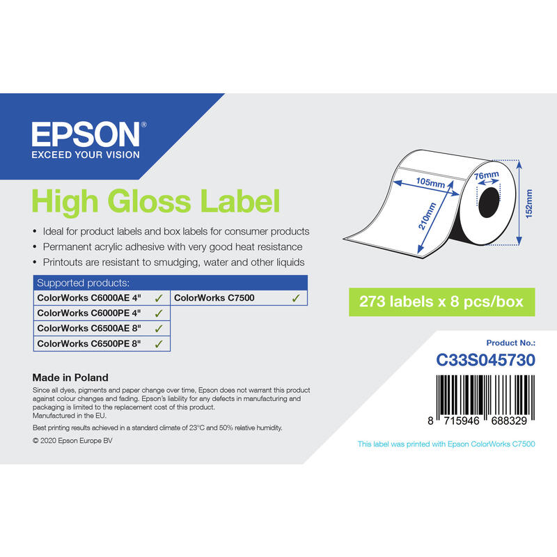 Epson C33s045730 Etiqueta De Impresora Blanco Etiqueta Para Impresora Autoadhesiva