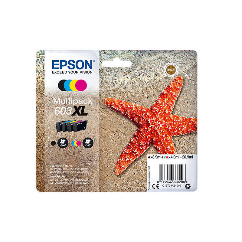 Epson Cartucho 603xl Multipack Negro/Cian/Magenta/Amarillo Estrella De Mar