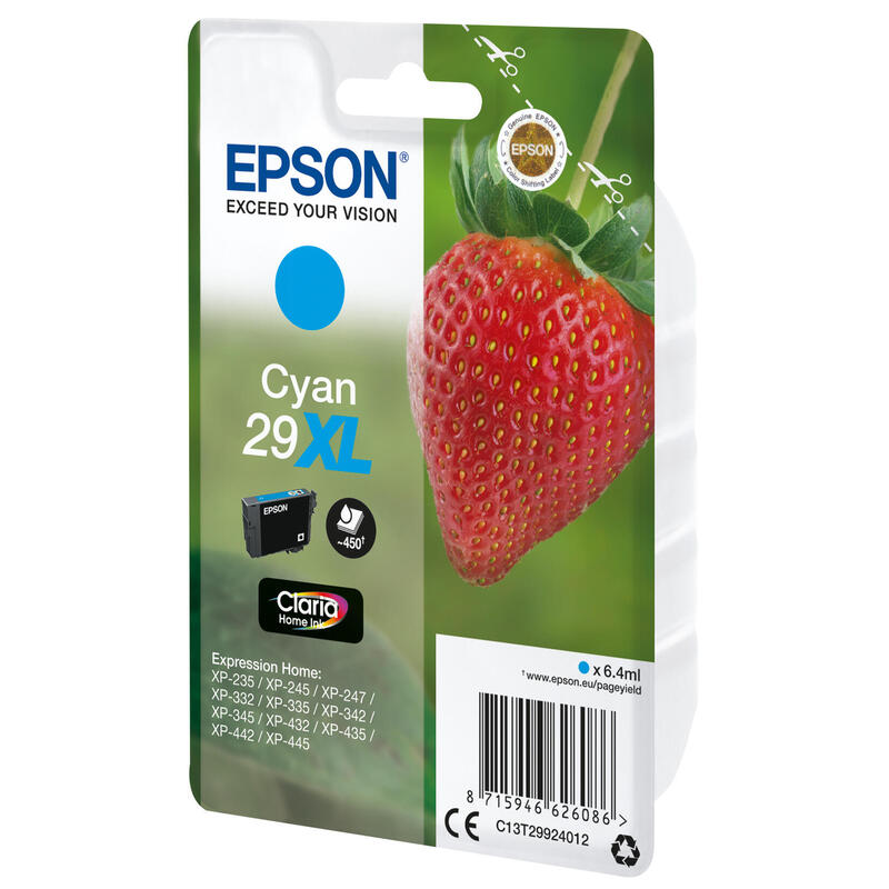 Epson Cartucho Cian 29xl Claria Home,6.4ml,Fresa 29xl
