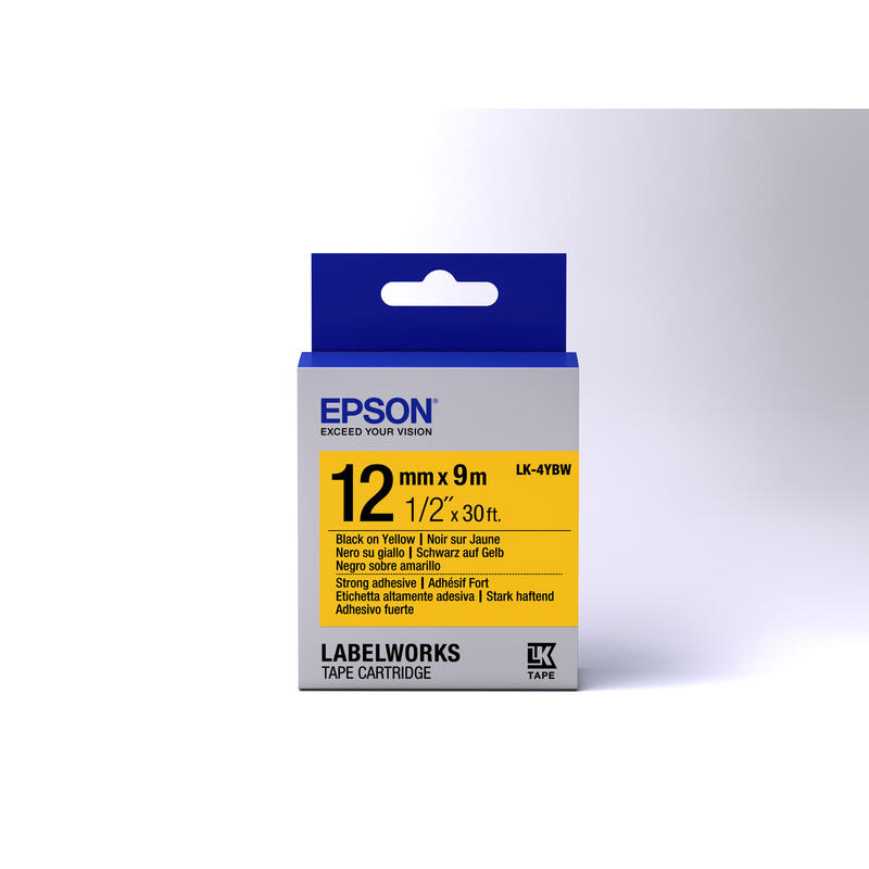 Epson Cinta Adhesiva Resistente - Lk-4ybw Cinta Adhesiva Resistente Negra/Amarilla 12/9