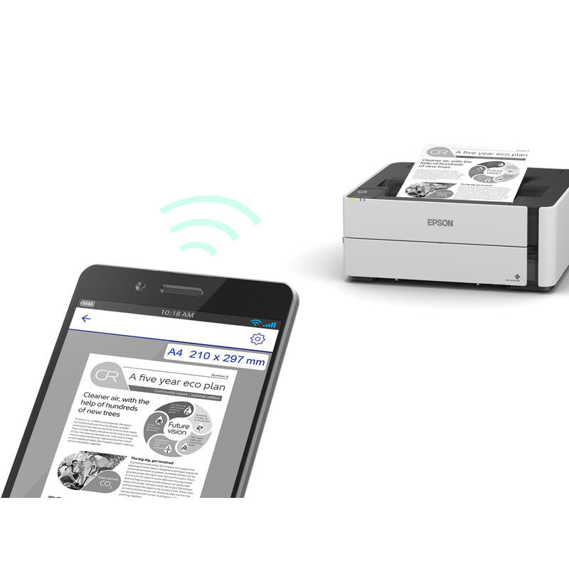 Epson Ecotank Et-M1180impresoramonocromoa Dos Caraschorro De Tintaa4/Legal1.200 X 2.400 Ppphasta 39 Ppmcapacidad: 250 Hojasusb 2.0, Lan, Wi-Fi