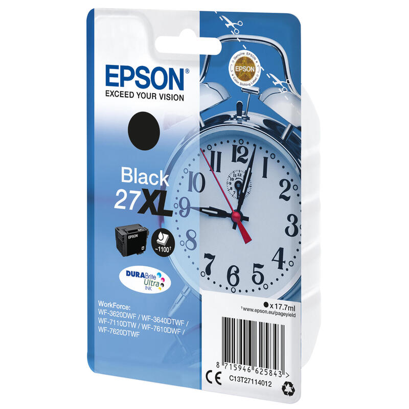 Epson Workforce Wf-3000 Y Wf-7000 Cartucho Negro De Alta Capacidad Nº27xl (Etiqueta Rf)