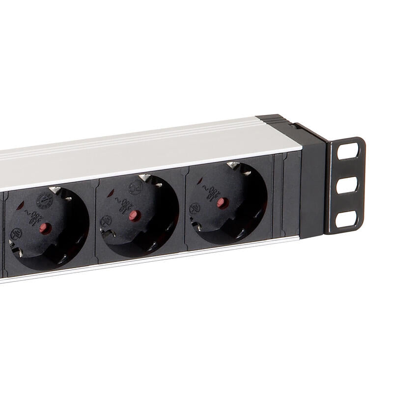 Equip Regleta Alimentacion Aluminio Rack 19 1u 8 Tomas Con Interruptor Cable 1.8 Mt