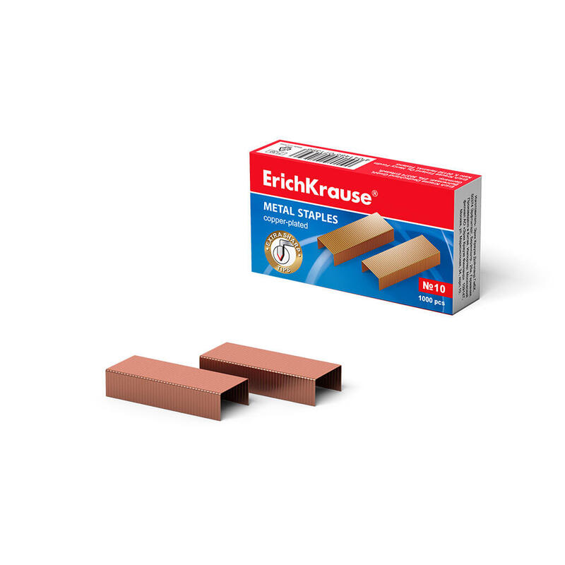 Erichkrause Grapas De Cobre ?10 - 1000 Grapas - Alta Resistencia Y Facil Engrapado - Resistente A La Corrosion - Color Cobre