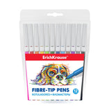 Erichkrause Pack De 12 Rotuladores Easy Washable - Tinta Lavable - Carcasa Hermetica - Punta Resistente - Colores Surtidos