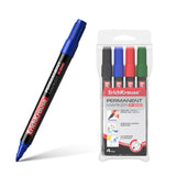 Erichkrause Pack De 4 Marcadores Permanente P-200 - Punta En Forma De Bala - Resistente Al Daño Y La Abrasion - Ancho De Escritura De 0.8 A 2.2 Mm - Negro, Azul, Verde, Rojo
