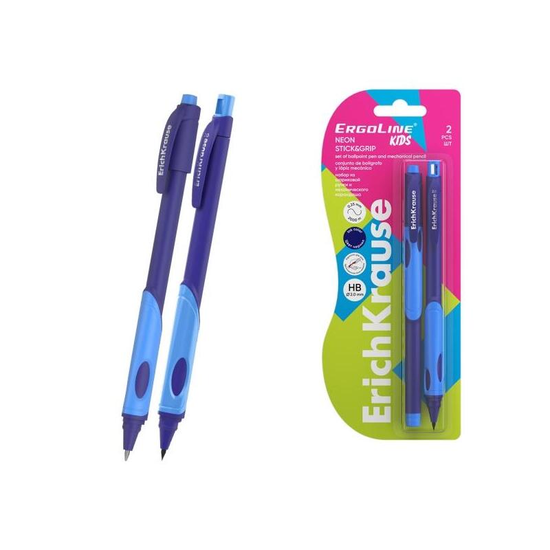 Erichkrause Pack De Boligrafo Retractil Y Portaminas - Punta De 0.5mm - Mina De 2mm Hb - Zona De Agarre Triangular -