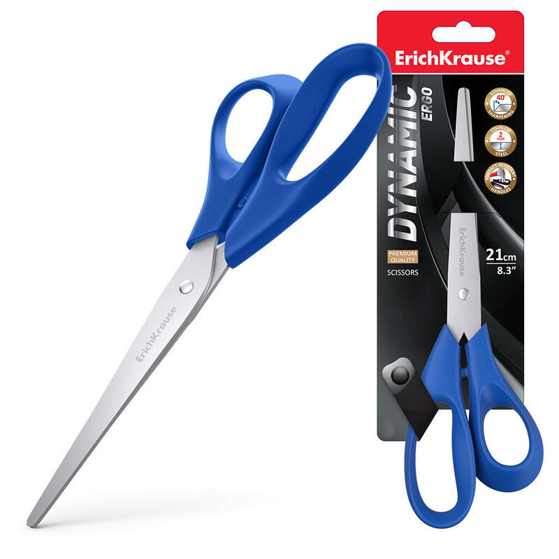 Erichkrause Tijeras Dynamic - Cuchillas De Acero Inoxidable - Afilado Doble Avanzado - Resistente A La Corrosion - Mangos Ergonomicos - Color Variado