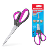 Erichkrause Tijeras Standard+ Ergo - Cuchillas De Acero Inoxidable - Afilado Doble Avanzado - Resistente A La Corrosion - Mangos Ergonomicos - Color Variado