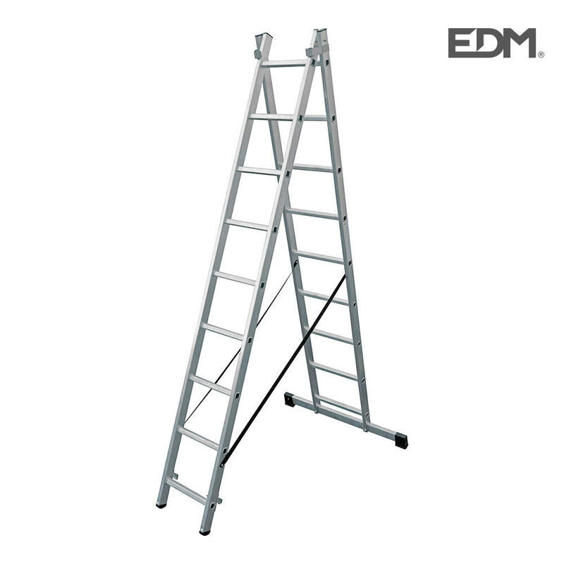 Escalera Transformable De Aluminio 2x9 Peldaños Edm