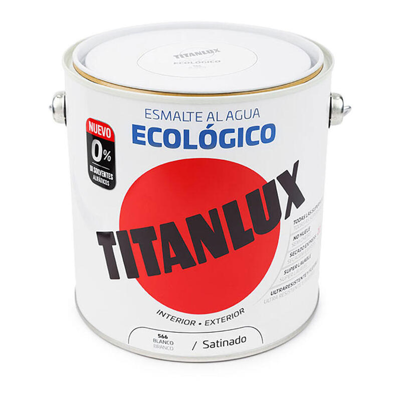 Esmalte Ecológico Al Agua Satinado Blanco 2,5l Titanlux 01t056625