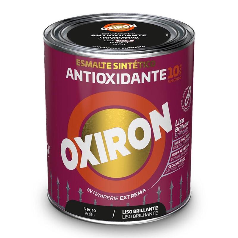Esmalte Sintético Metálico Antioxidante Oxiron Liso Brillante Negro 250ml Titan 5809080