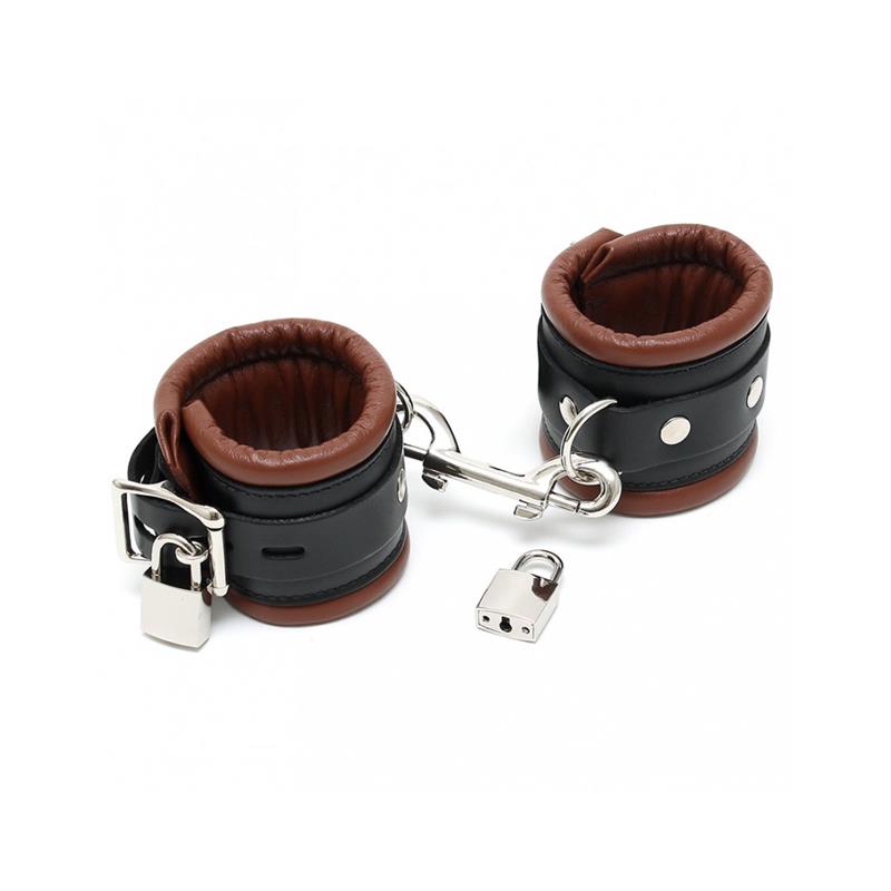 Esposas Cuero Negro Y Marrón 7cm Candados