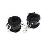 Esposas Cuero Y Pelo Negro 7cm Candados