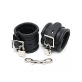 Esposas De Pies Cuero Negro Con Candado 7cm