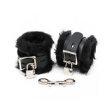 Esposas Para Pies Cuero Y Pelo Negro 7cm Candados