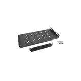 Estante Fijo Lanberg De 19 Pulgadas Con Barra Angular 1u / 496x280 Mm Capacidad De Carga Máxima Hasta 120 Kg Negro