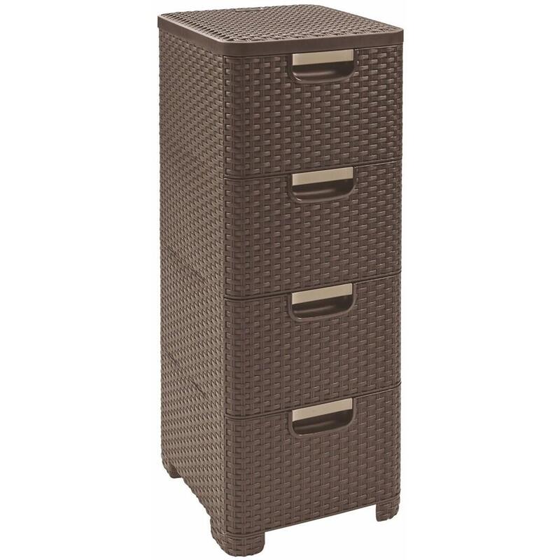 Estantería Z Szufladami 4x14l Rattan Ciemny Marrón 209906 Curver
